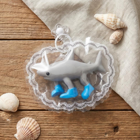 Silicone Shark Squishy Toy/Juguete Squishy de Tiburón de Silicona Trendy Collectible Stress Relief Toy with Blue Boots