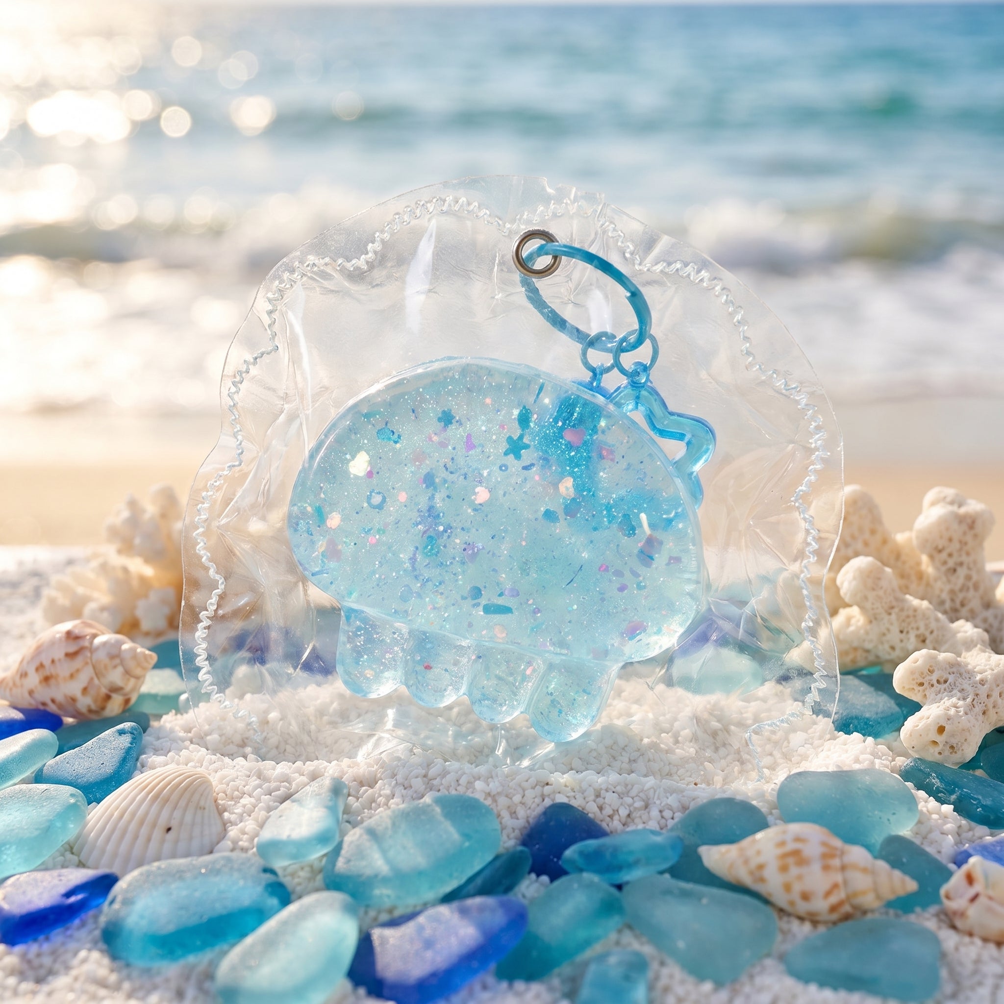 Figomo™ Squishy Medusa Océano | Llavero Antiestrés Kawaii Transparente