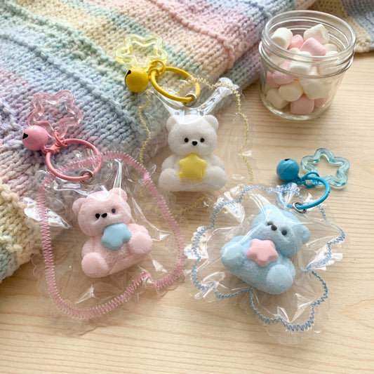 Figomo Squishy Osito Nube | Llavero Antiestrés Kawaii con Cascabel