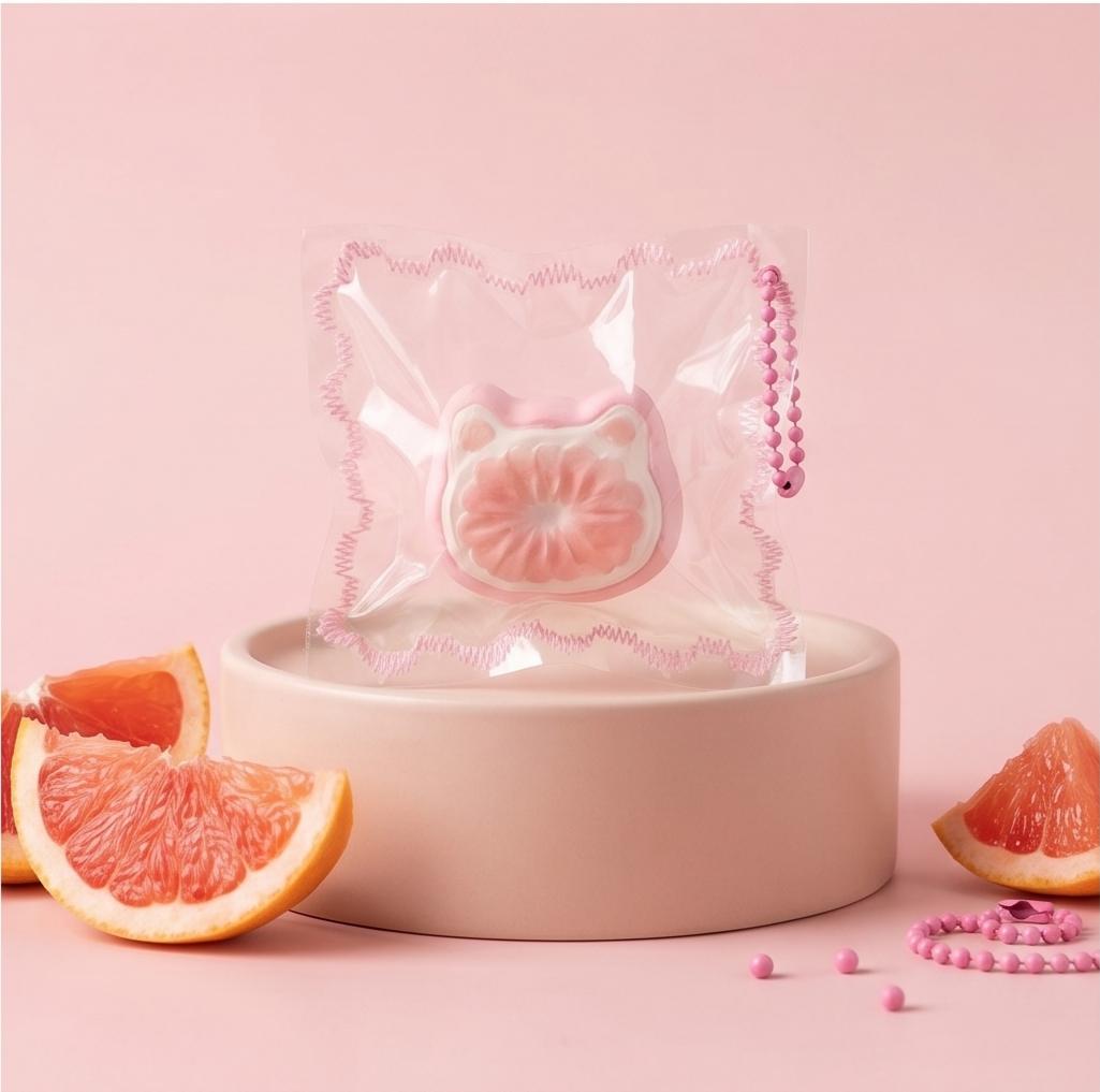 Figomo™ Squishy Gatito Cítrico | Llavero Antiestrés Frutal Kawaii