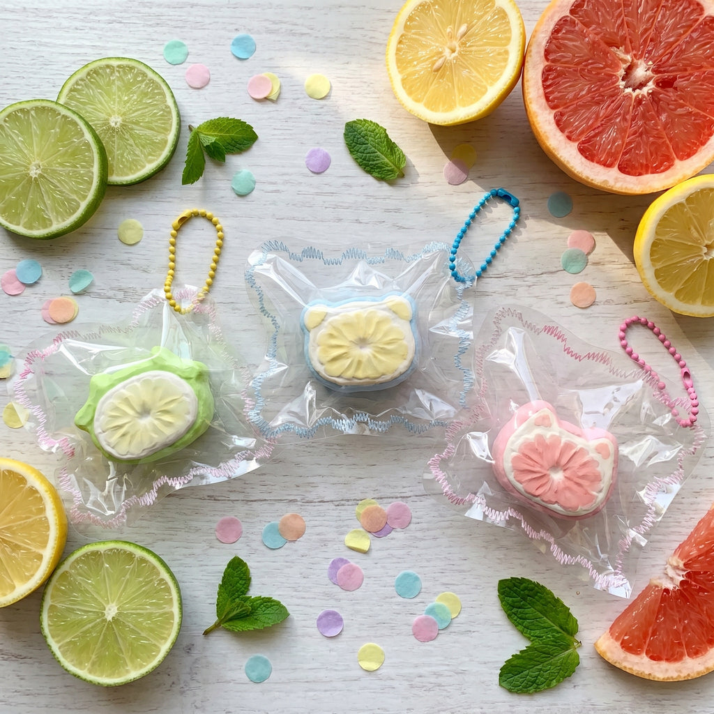 Figomo™ Squishy Gatito Cítrico | Llavero Antiestrés Frutal Kawaii