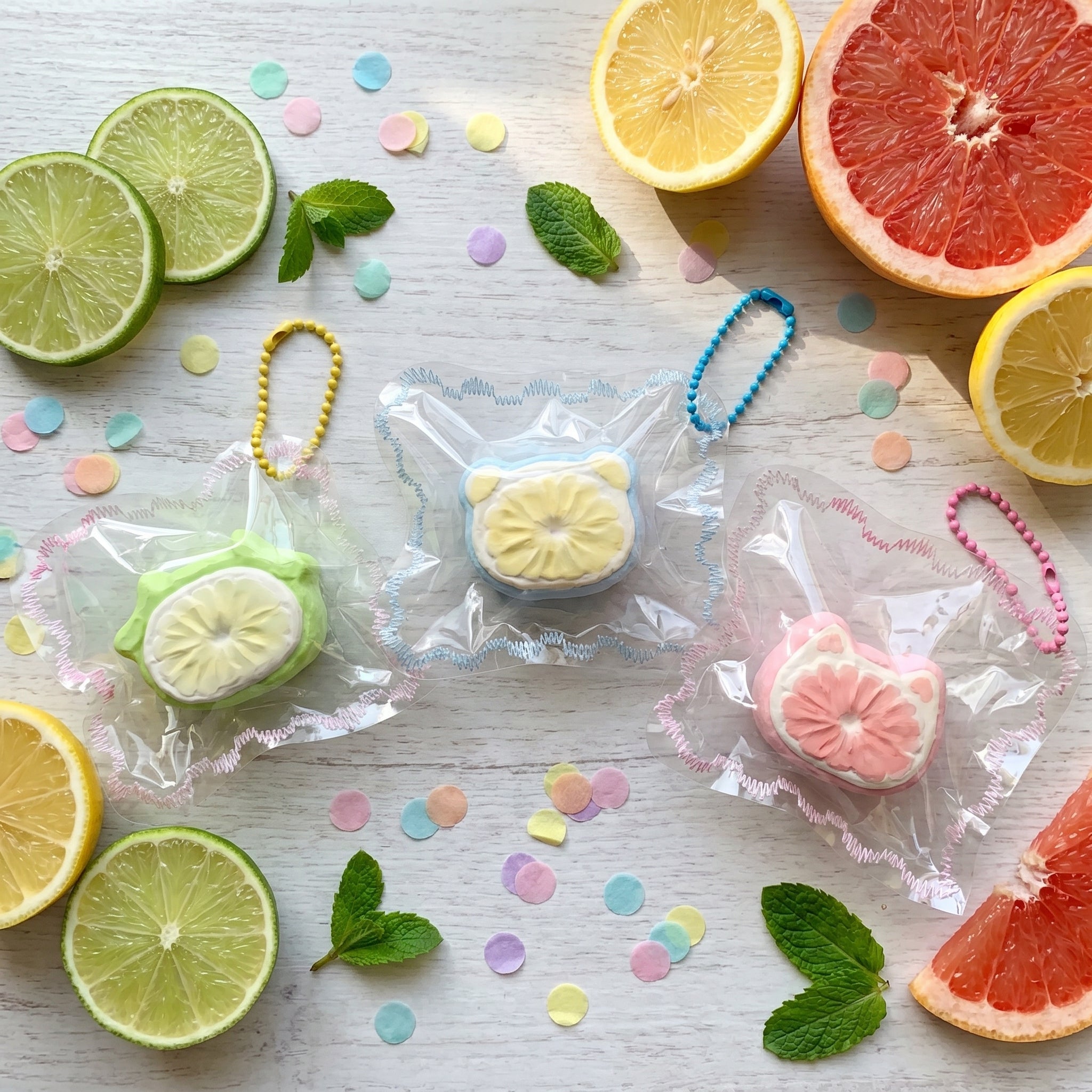 Figomo™ Squishy Gatito Cítrico | Llavero Antiestrés Frutal Kawaii