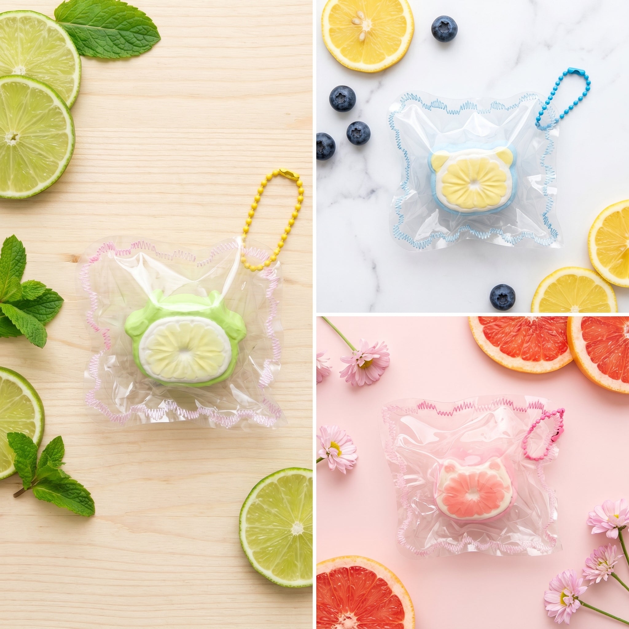 Figomo™ Squishy Gatito Cítrico | Llavero Antiestrés Frutal Kawaii