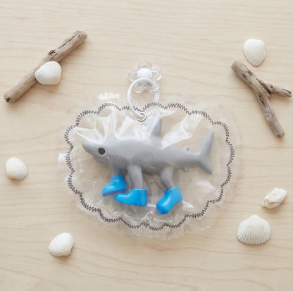 Silicone Shark Squishy Toy/Juguete Squishy de Tiburón de Silicona Trendy Collectible Stress Relief Toy with Blue Boots