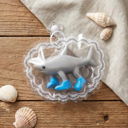 Silicone Shark Squishy Toy/Juguete Squishy de Tiburón de Silicona Trendy Collectible Stress Relief Toy with Blue Boots