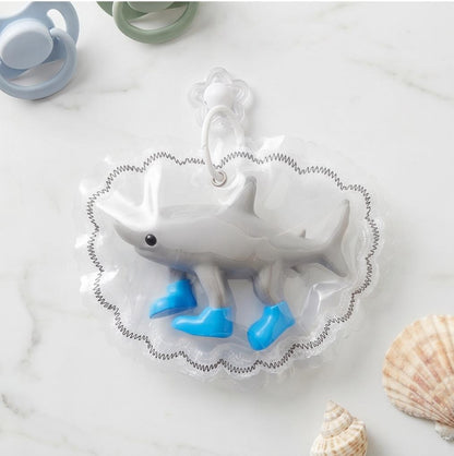 Silicone Shark Squishy Toy/Juguete Squishy de Tiburón de Silicona Trendy Collectible Stress Relief Toy with Blue Boots